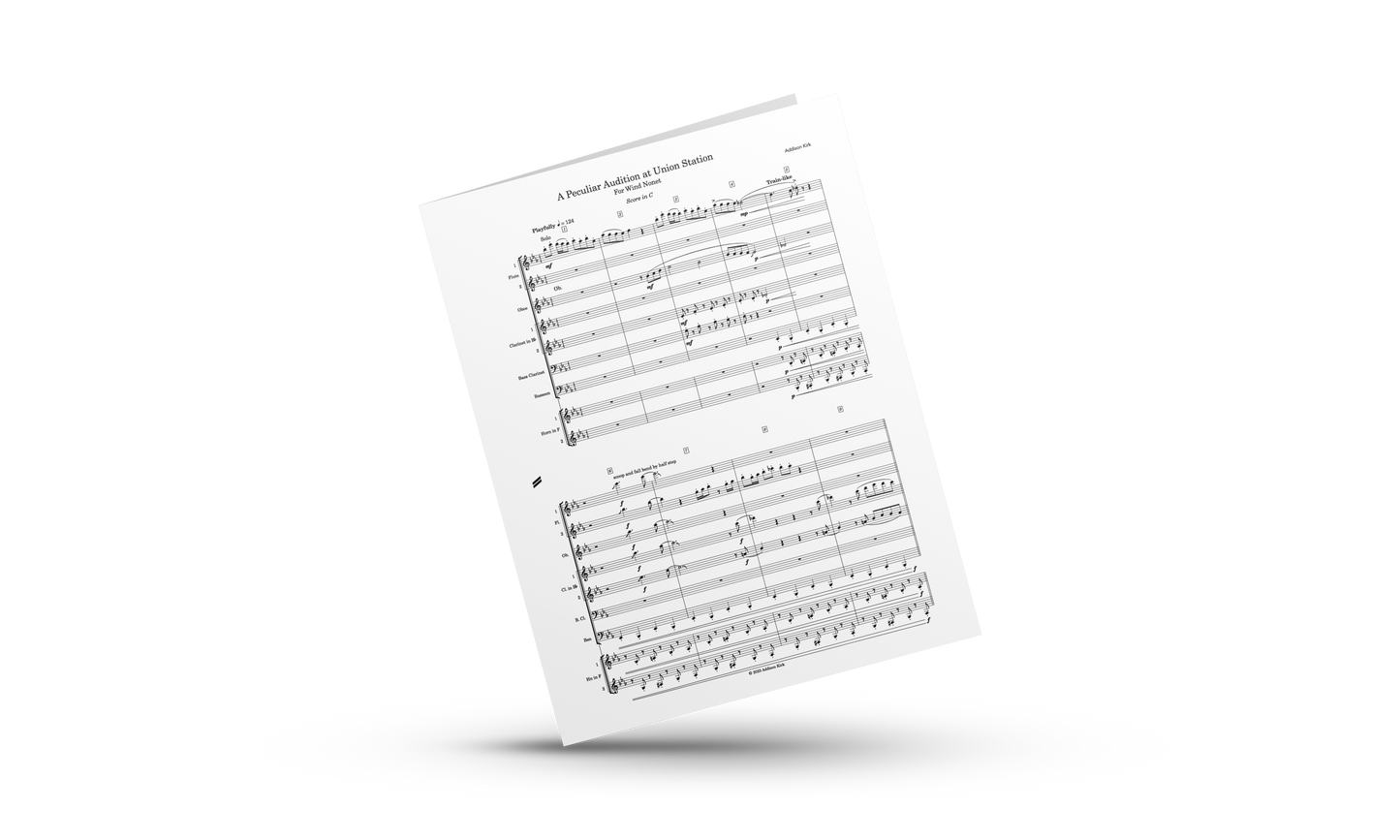 [Score & Parts] A Peculiar Audition at Union Station (Wind Nonet) by Addison Kirk