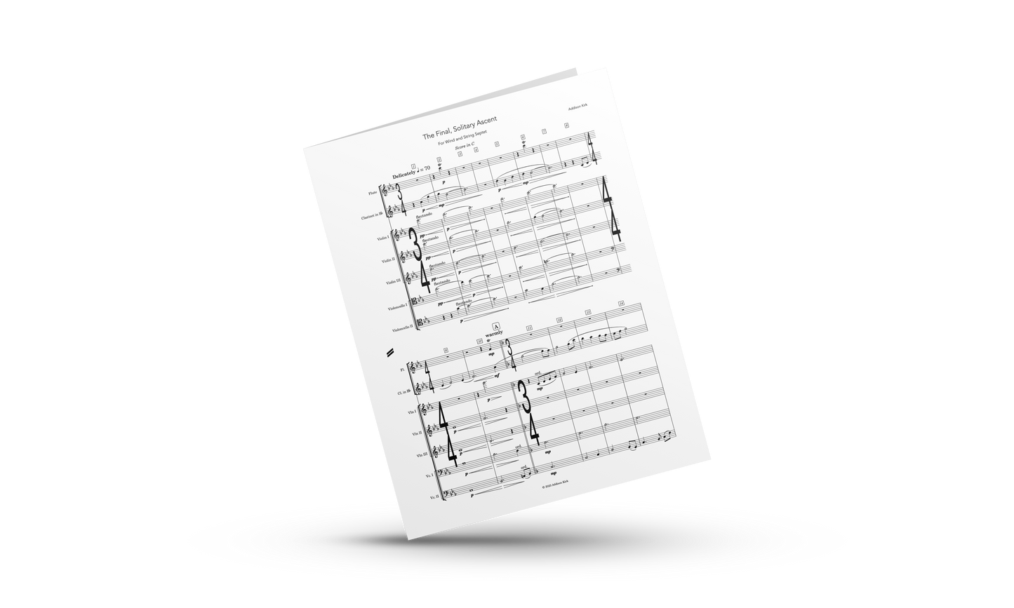 [Score & Parts] The Final, Solitary Ascent (For Wind and String Septet) by Addison Kirk